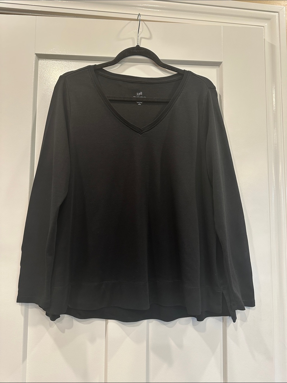 J. Jill Black Pima Cotton Top, Petite Large